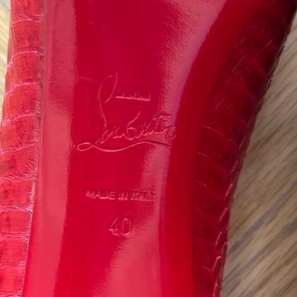 Christian Louboutin No Matter 85 Watersnake Lucido, Rouge Lipstick Red 40 - Picture 7 of 9